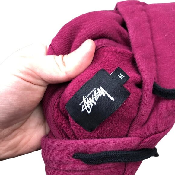 VINTAGE Stussy Hoodie Medium Burgandy - Picture 6 of 10